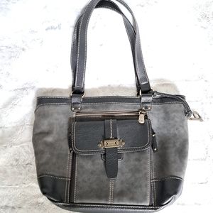 B.o.c tote bag gray and black vegan leather shoulder purse.